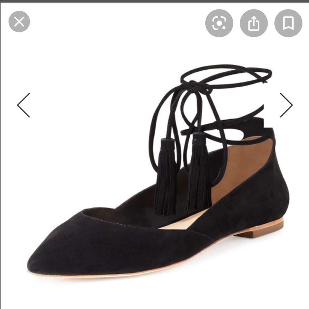 Loeffler Randal Penelope Black Suede Flats size 9